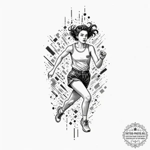 Tattoo design a retro character running acros... - эскиз тату (№1753323532_0, 24.07.2025 02:18) — tattoo-photo.ru