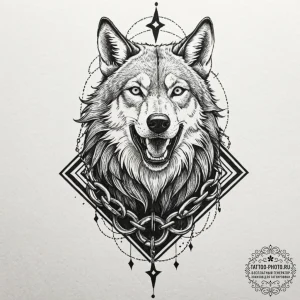 Fenrir breaking his chains, artistic tattoo s... - эскиз тату (№1753324138_0, 24.07.2025 02:28) — tattoo-photo.ru