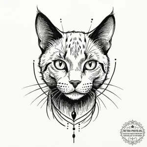 Tattoo sketch a stylized black cat with glowi... - эскиз тату (№1753324290_0, 24.07.2025 02:31) — tattoo-photo.ru
