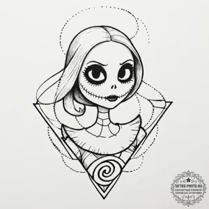 A watercolor sketch of sally, stitched togeth... - эскиз тату (№1753324970_0, 24.07.2025 02:42) — tattoo-photo.ru