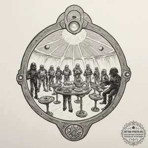 A sketch of the interior of the mos eisley ca... - эскиз тату (№1753326263_0, 24.07.2025 03:04) — tattoo-photo.ru