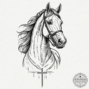 Horse, ink illustration for tattoo, on a clea... - эскиз тату (№1753328763_0, 24.07.2025 03:46) — tattoo-photo.ru