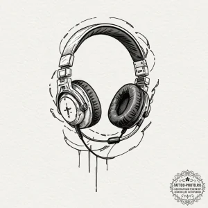 Tattoo sketch a single gaming headset outline... - эскиз тату (№1753329067_0, 24.07.2025 03:51) — tattoo-photo.ru