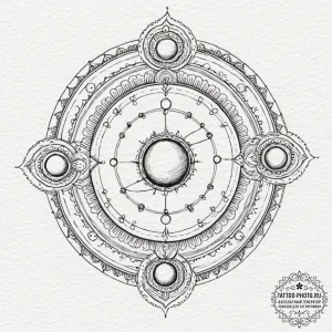 Tattoo design a stylized planet with a subtle... - эскиз тату (№1753330585_0, 24.07.2025 04:16) — tattoo-photo.ru