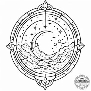 A window looking out onto a galaxy, concept a... - эскиз тату (№1753330888_0, 24.07.2025 04:21) — tattoo-photo.ru