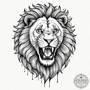 Tattoo design a lion's head roaring protectiv... - эскиз тату (№1753330964_0, 24.07.2025 04:22) — tattoo-photo.ru