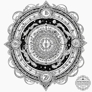 Tattoo design a zodiac glyph appearing as if... - эскиз тату (№1753332553_0, 24.07.2025 04:49) — tattoo-photo.ru