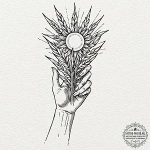 Tattoo sketch: a close-up of a hand holding a... - эскиз тату (№1753333084_0, 24.07.2025 04:58) — tattoo-photo.ru