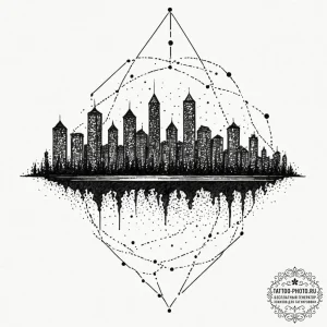 A blurred, abstract photo of city lights at n... - эскиз тату (№1753333235_0, 24.07.2025 05:00) — tattoo-photo.ru