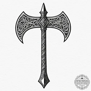 Tattoo sketch a detailed and menacing viking... - эскиз тату (№1753333387_0, 24.07.2025 05:03) — tattoo-photo.ru