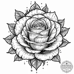 Tattoo design a single, vibrant red rose, ful... - эскиз тату (№1753334076_0, 24.07.2025 05:14) — tattoo-photo.ru