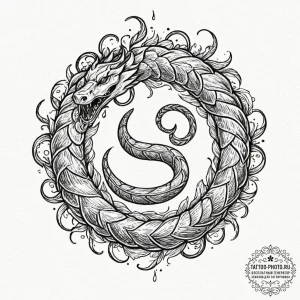 Tattoo sketch an uroboros serpent made of smo... - эскиз тату (№1753334513_0, 24.07.2025 05:21) — tattoo-photo.ru