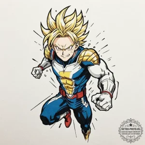 A neo-traditional tattoo of all might from my... - эскиз тату (№1753334589_0, 24.07.2025 05:23) — tattoo-photo.ru