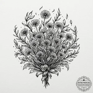 Tattoo design a single dandelion, its seeds n... - эскиз тату (№1753334967_0, 24.07.2025 05:29) — tattoo-photo.ru
