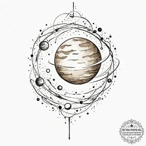 Tattoo sketch a small, elegant planet (e.g.,... - эскиз тату (№1753335195_0, 24.07.2025 05:33) — tattoo-photo.ru
