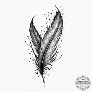 Tattoo design a detailed feather with every b... - эскиз тату (№1753335422_0, 24.07.2025 05:37) — tattoo-photo.ru
