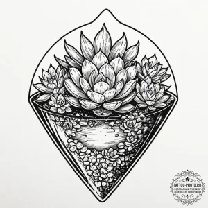 A terrarium with succulents, tattoo sketch de... - эскиз тату (№1753335497_0, 24.07.2025 05:38) — tattoo-photo.ru