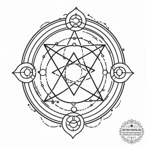 A dotwork tattoo of the transmutation circle... - эскиз тату (№1753335875_0, 24.07.2025 05:44) — tattoo-photo.ru