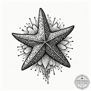 Starfish, ink illustration for tattoo, detail... - эскиз тату (№1753337010_0, 24.07.2025 06:03) — tattoo-photo.ru