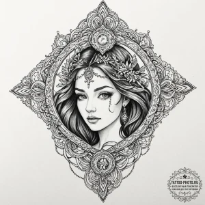 Tattoo design a sketch-style portrait of a pe... - эскиз тату (№1753337915_0, 24.07.2025 06:18) — tattoo-photo.ru