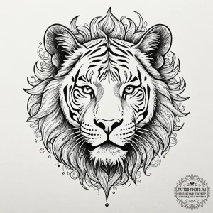 A linework tattoo of a liger from napoleon dy... - эскиз тату (№1753338926_0, 24.07.2025 06:35) — tattoo-photo.ru