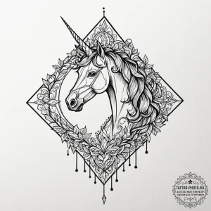 Linework tattoo design of the origami unicorn... - эскиз тату (№1753339656_0, 24.07.2025 06:47) — tattoo-photo.ru