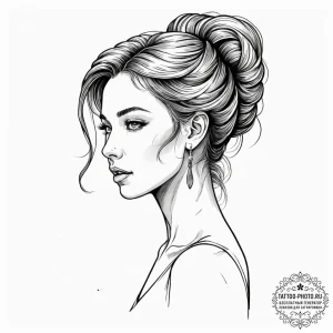 Tattoo design a virgo maiden's profile, outli... - эскиз тату (№1753339731_0, 24.07.2025 06:48) — tattoo-photo.ru