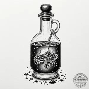 Tattoo sketch a bubbling potion bottle with a... - эскиз тату (№1753340033_0, 24.07.2025 06:53) — tattoo-photo.ru