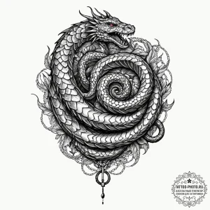 Jг¶rmungandr (world serpent), ink illustratio... - эскиз тату (№1753342274_0, 24.07.2025 07:31) — tattoo-photo.ru