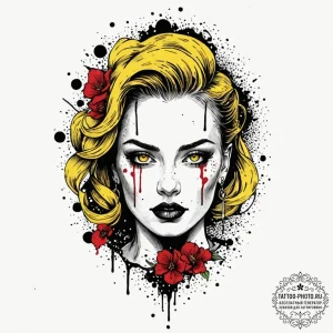 A watercolor tattoo of the yellow blood in si... - эскиз тату (№1753344462_0, 24.07.2025 08:07) — tattoo-photo.ru