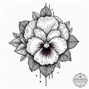 Pansy, tattoo line art, muted color palette,... - эскиз тату (№1753344538_0, 24.07.2025 08:08) — tattoo-photo.ru
