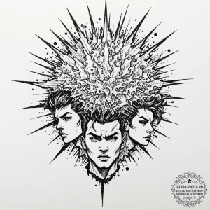 A graphic novel panel of the "diabolical" exp... - эскиз тату (№1753346205_0, 24.07.2025 08:36) — tattoo-photo.ru