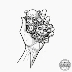Puppeteer, tattoo flash sheet design, realist... - эскиз тату (№1753346811_0, 24.07.2025 08:46) — tattoo-photo.ru