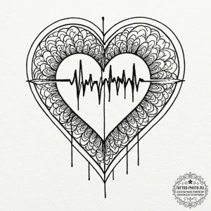 Tattoo design a heart with a subtle "pulse" l... - эскиз тату (№1753347115_0, 24.07.2025 08:51) — tattoo-photo.ru