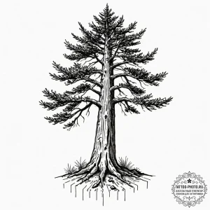 Tattoo sketch a strong, stoic redwood tree, r... - эскиз тату (№1753348023_0, 24.07.2025 09:07) — tattoo-photo.ru