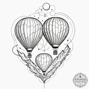 Tattoo sketch two halves of a hot air balloon... - эскиз тату (№1753348099_0, 24.07.2025 09:08) — tattoo-photo.ru