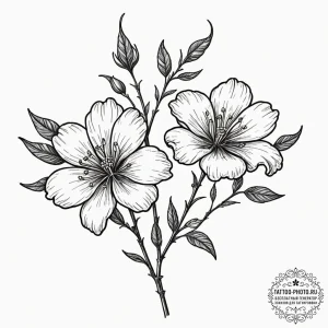 Tattoo sketch two distinct flowers intertwine... - эскиз тату (№1753350748_0, 24.07.2025 09:52) — tattoo-photo.ru