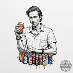 A trash polka composition of rust cohle, with... - эскиз тату (№1753353190_0, 24.07.2025 10:33) — tattoo-photo.ru