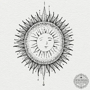Tattoo sketch a moon and a sun, each on a sep... - эскиз тату (№1753353417_0, 24.07.2025 10:36) — tattoo-photo.ru
