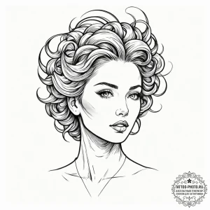Tattoo sketch a stylized depiction of a mind,... - эскиз тату (№1753353719_0, 24.07.2025 10:41) — tattoo-photo.ru