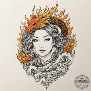 A graphic novel portrait of jean grey as the... - эскиз тату (№1753354250_0, 24.07.2025 10:50) — tattoo-photo.ru