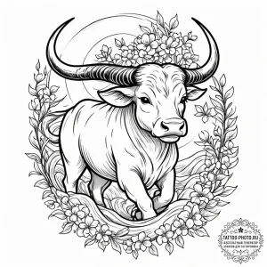 Tattoo design a taurus bull depicted as a pow... - эскиз тату (№1753354325_0, 24.07.2025 10:52) — tattoo-photo.ru