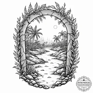Tattoo design a single, open doorway standing... - эскиз тату (№1753355161_0, 24.07.2025 11:06) — tattoo-photo.ru
