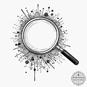 A magnifying glass focusing on a tiny detail,... - эскиз тату (№1753355842_0, 24.07.2025 11:17) — tattoo-photo.ru