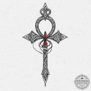Ankh, concept art for tattoo, minimalist tatt... - эскиз тату (№1753356294_0, 24.07.2025 11:24) — tattoo-photo.ru