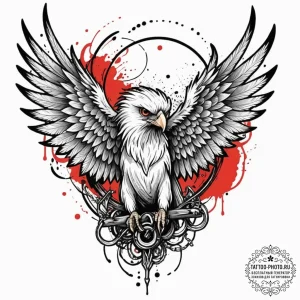 A neo-traditional tattoo of a beautiful harpy... - эскиз тату (№1753356898_0, 24.07.2025 11:34) — tattoo-photo.ru
