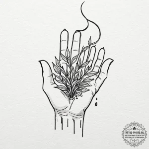 Tattoo sketch: a scene of mokosh sowing seeds... - эскиз тату (№1753356973_0, 24.07.2025 11:36) — tattoo-photo.ru