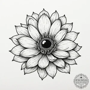 Tattoo design a flower with a single, perfect... - эскиз тату (№1753357803_0, 24.07.2025 11:50) — tattoo-photo.ru