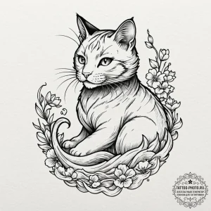 Egyptian cat, concept art for tattoo, detaile... - эскиз тату (№1753358030_0, 24.07.2025 11:53) — tattoo-photo.ru