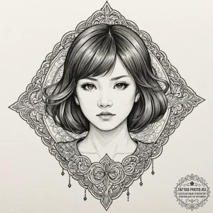 A neo-traditional portrait of chihiro/sen, lo... - эскиз тату (№1753358105_0, 24.07.2025 11:55) — tattoo-photo.ru